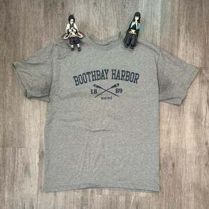 Hanes Boothbay Harbor Maine Gray Graphic T-Shirt Large